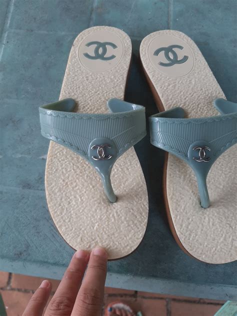 Chanel wedge flip flops